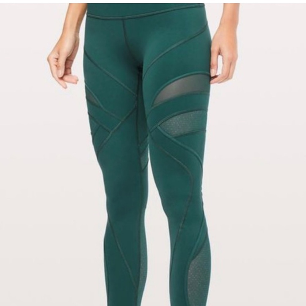 Lululemon Wunder Under High-Rise Tight Leggings Mesh 28" Royal Emerald Luxtreme